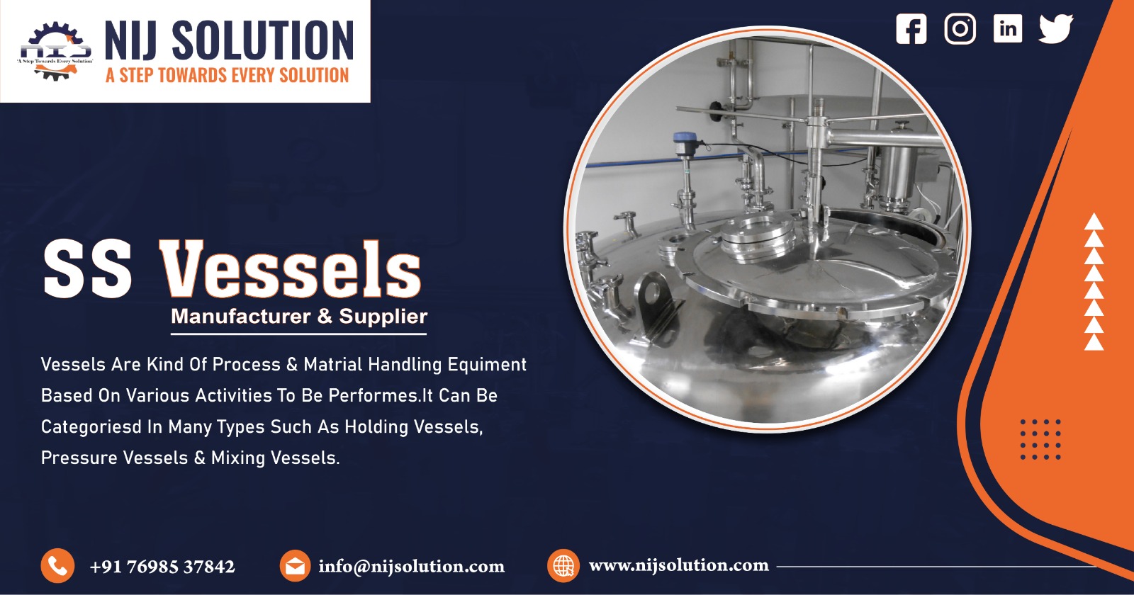 Supplier of SS Vessels in Bhopal
