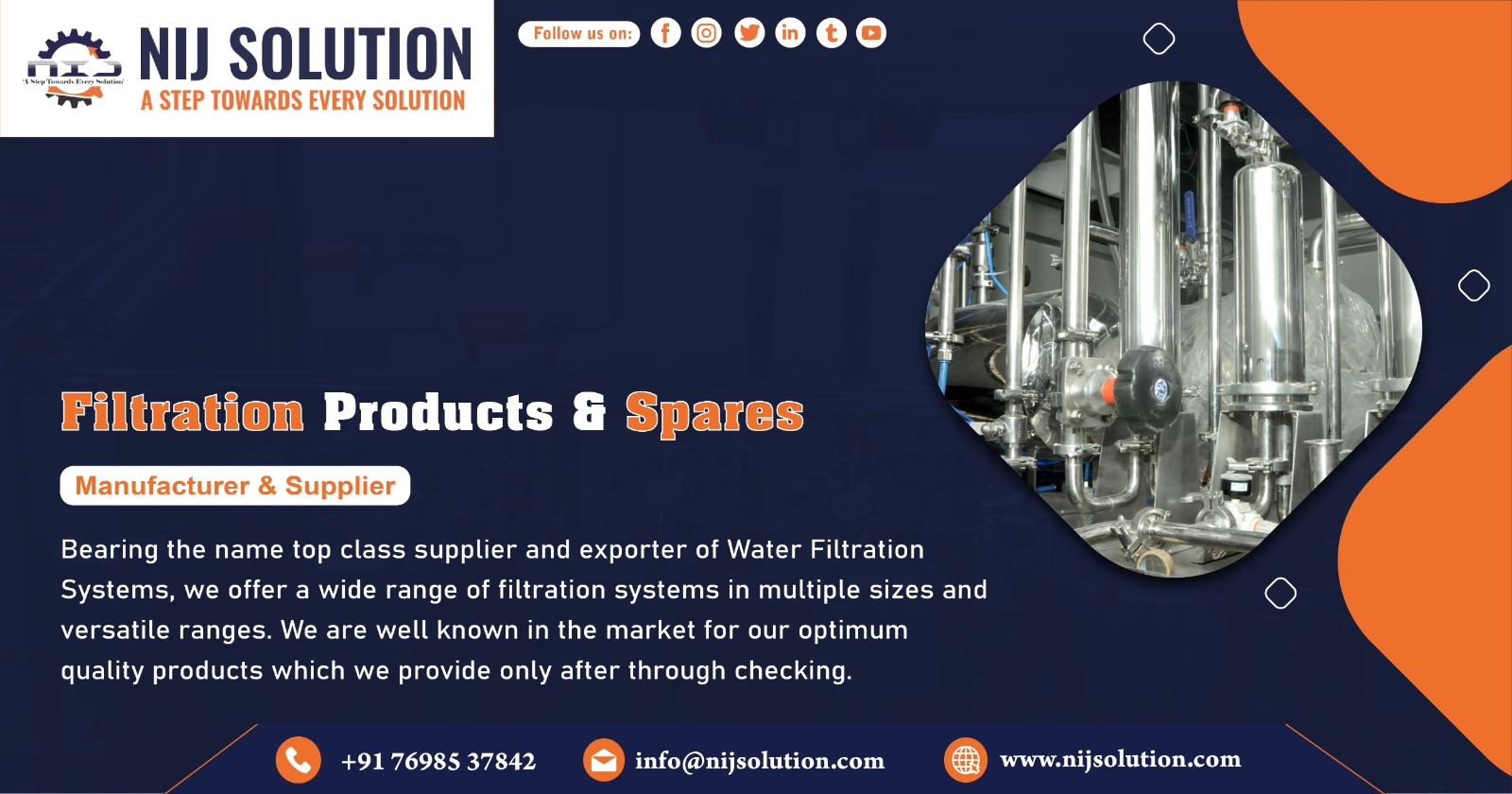 Supplier of Filtration Products and Spares in Changodar