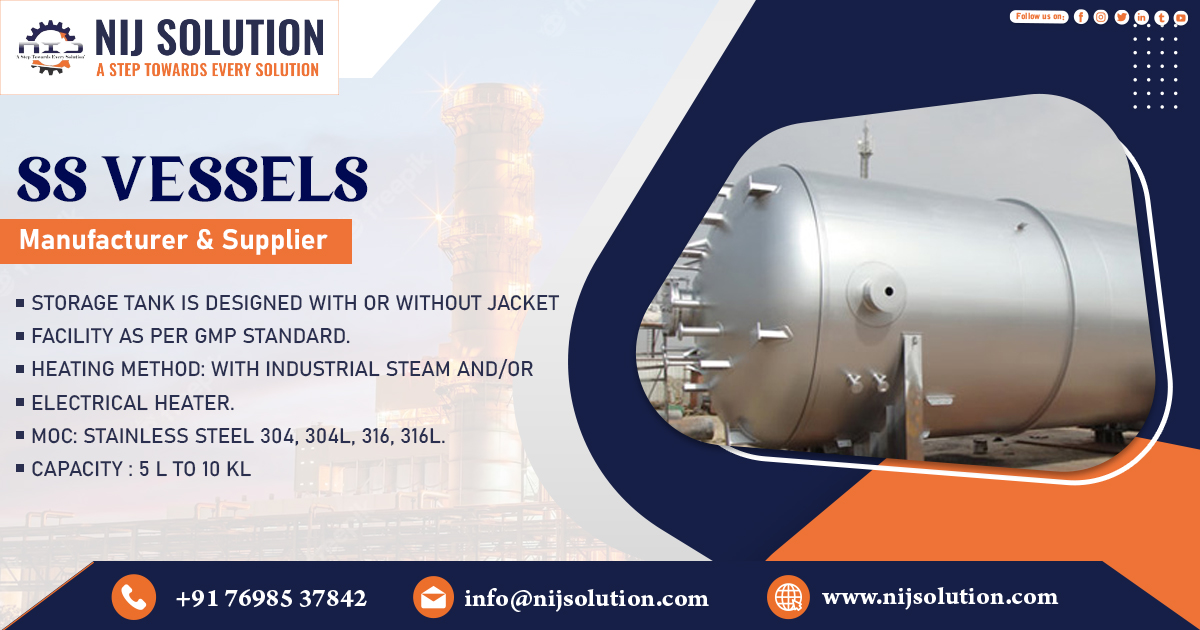 Supplier of Stainless Steel Vessels in Surat